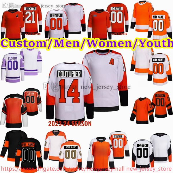 New Ice Hockey 79 Carter Hart Jersey Stitch 14 Sean Couturier Kevin Hayes Ivan Provorov Ryan Ellis Eric Lindros Bobby Clarke Morgan Frost No