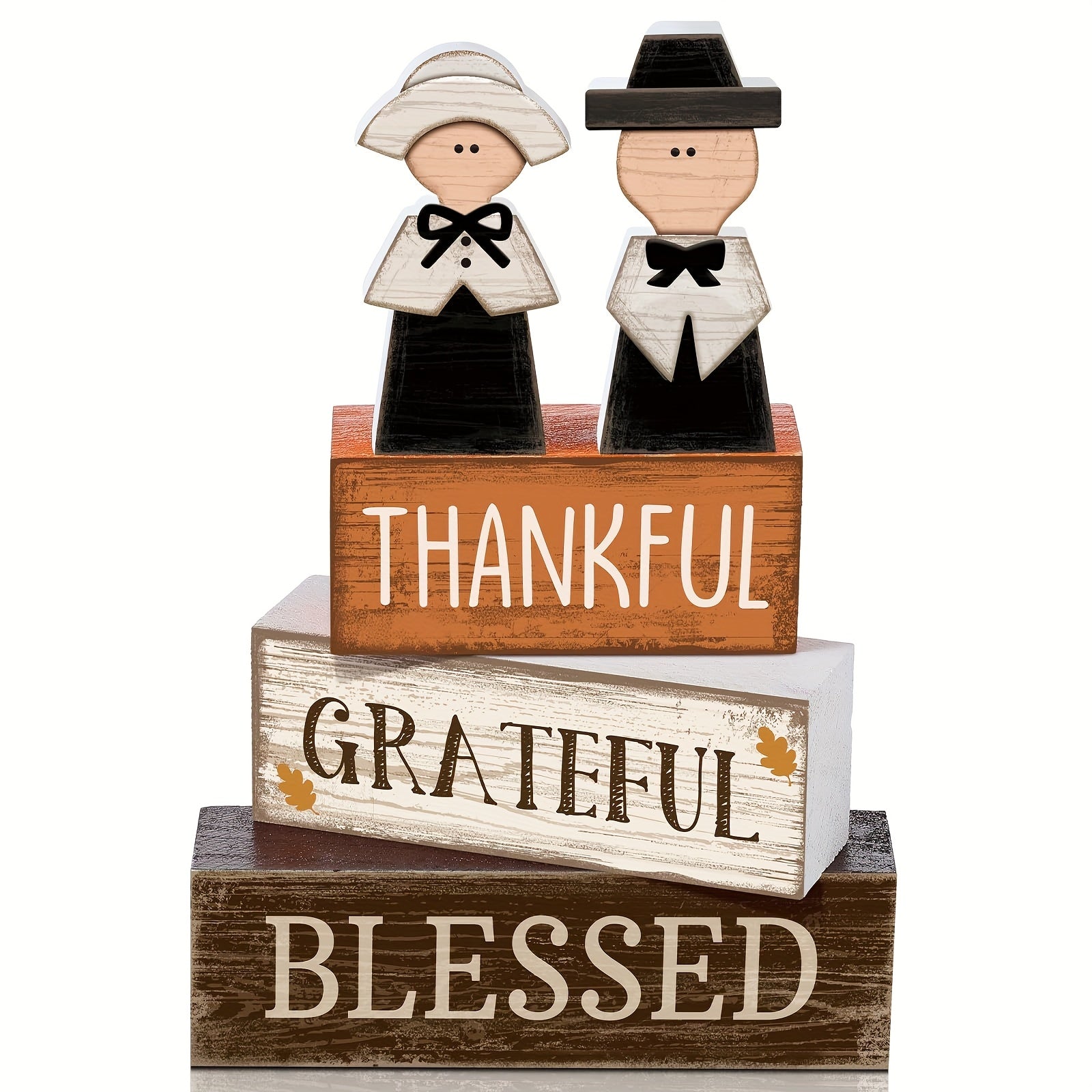 TEMU Thanksgiving Tiered Tray Decoration - Rustic Wooden Couple Tabletop Centerpiece With Thankful Grateful Blessed Blocks - Classic Decor For Dining