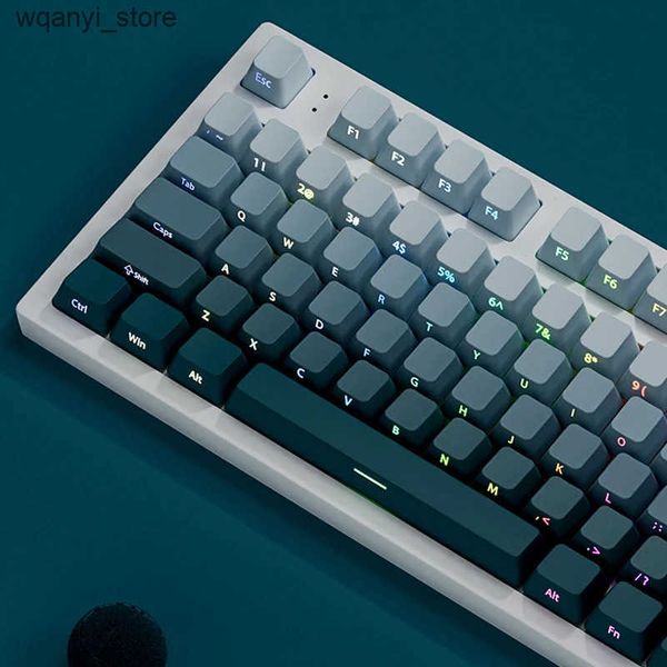 Keyboards 135 key gradient green printed PBT dual lens keyboard OEM configuration file for MX switch gaming keyboard through keyboard side L