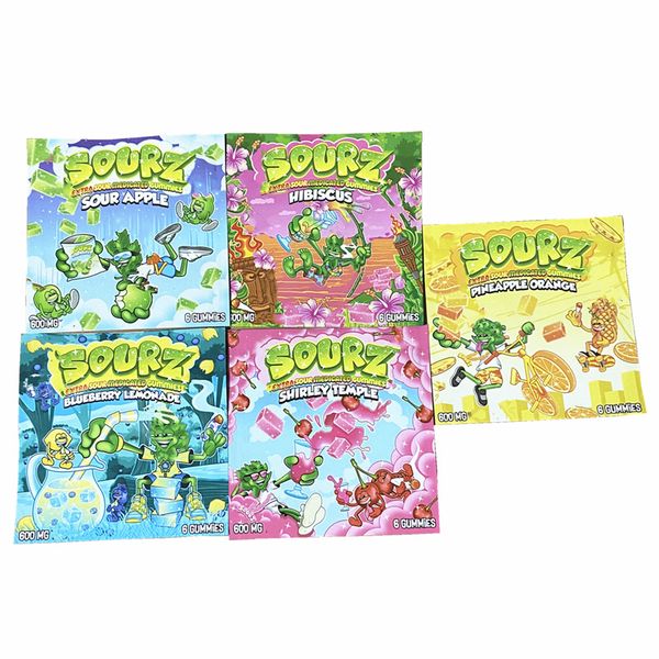 sourz gummies sours Packaging Bags 600MG packet Cherry sour punch bites Zip Lock Edibles pack Candy Gummy packing Bag Dry Flower SmellProof