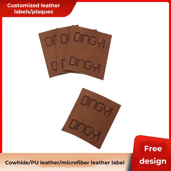 Wholesale brown cowhide trademark hot stamping clothing, home textiles, luggage, luggage labeling, leather label decoration accessories, log