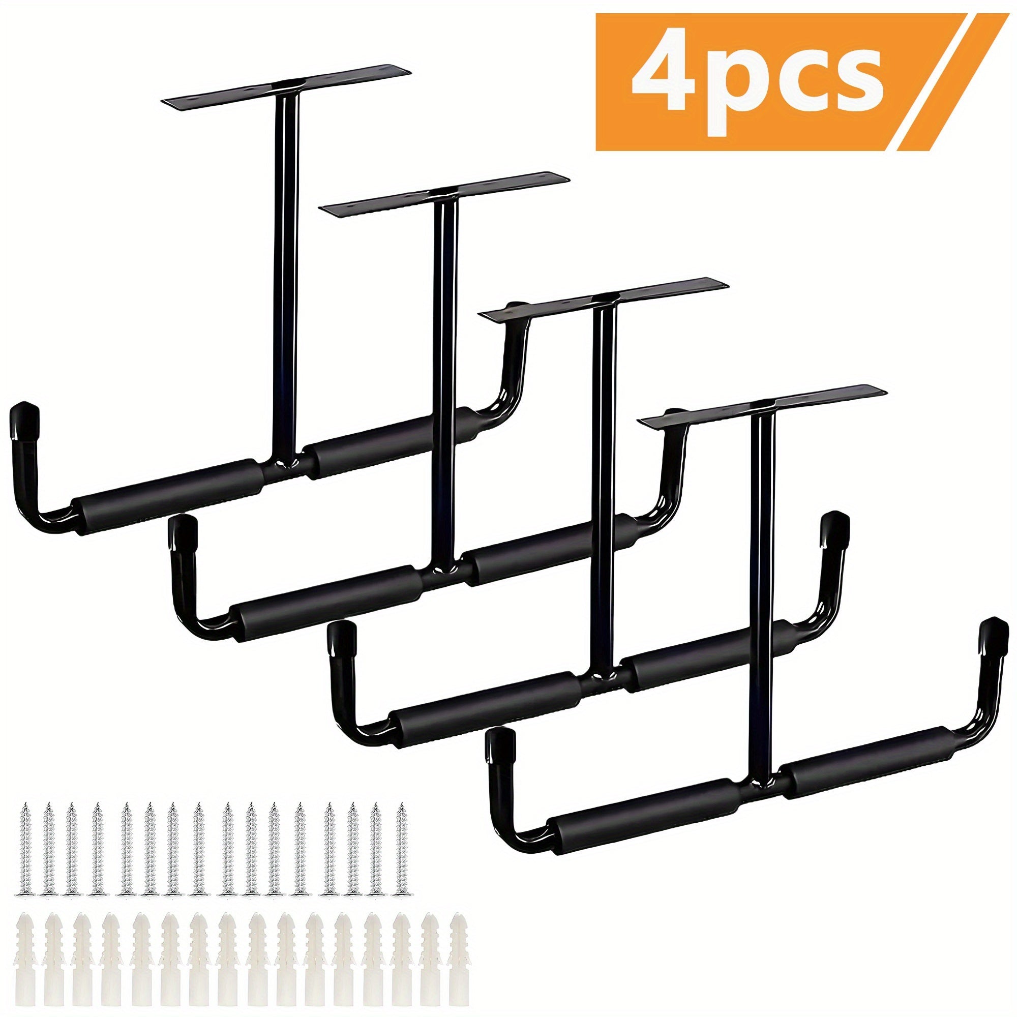 TEMU 2pcs-4pcs Garage Storage Hook Rack, Ceiling Installation, Heavy Duty Practical Hook, Ladder Hook, Suitable For Hanging Hoses, Wood, And Other