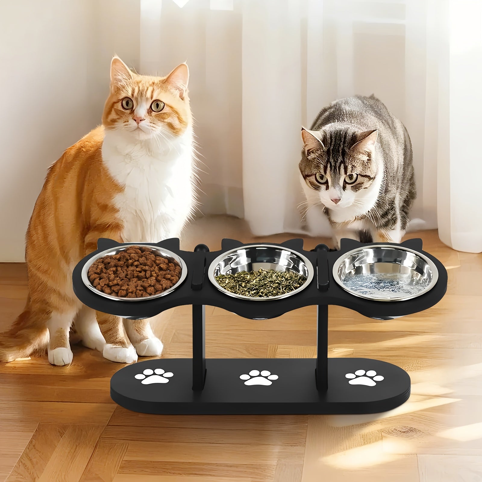 TEMU Elevated Cat Bowls, Raised Cat Food Bowls, 15° Tilted Pet Bowls For Cats Puppy Small Dogs, Raised Dog Bowls, Stand Feeder Adjustable Food Water