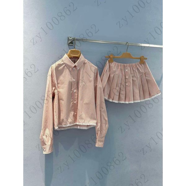 Women skirt set Designer blouses suit Womens shirts brand short skirt 2pcs fashion LOGO vacation Pleated overskirt two piece Aug 07 a749