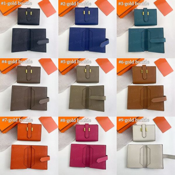 10A Designer Mini Wallets with Belt Gold Silver Buckle Women&#039;s Short Purses in Clemence Fashion Card Holders with Box 27374