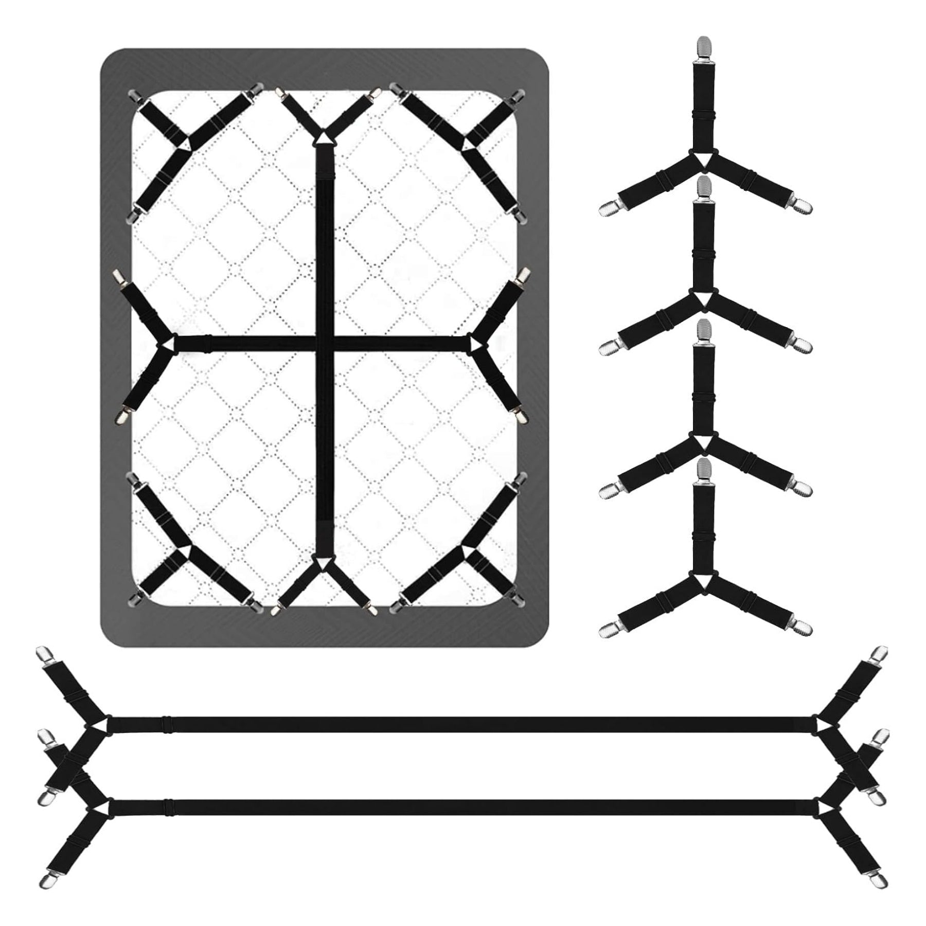 TEMU Bed Sheet Straps, 6 Pcs Secure And Fitted Sheet Straps For Full Size Bed, Adjustable Sheet Clips Elastic Fasteners Holders For Corners,enhance