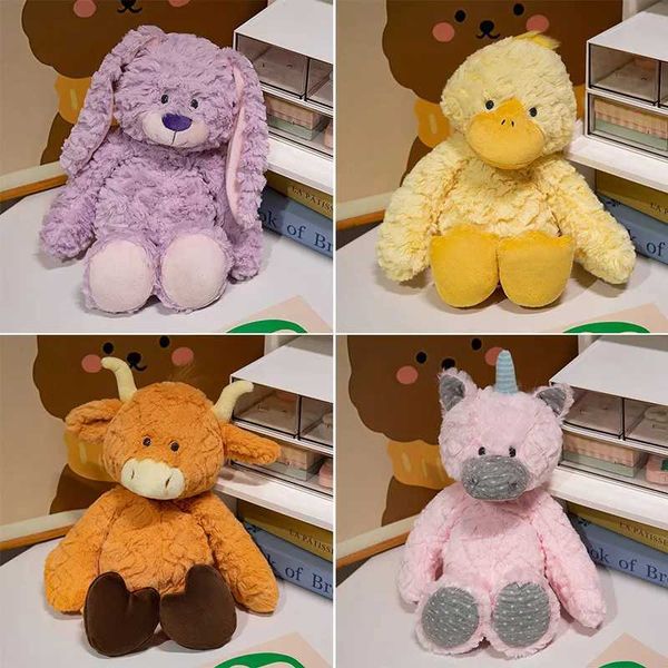 32CM Kawai Cartoon Animal Plush Doll Unicorn Duck Rabbit Cow Doll Soft Plush Filling Soda Water Companion Doll Y241018