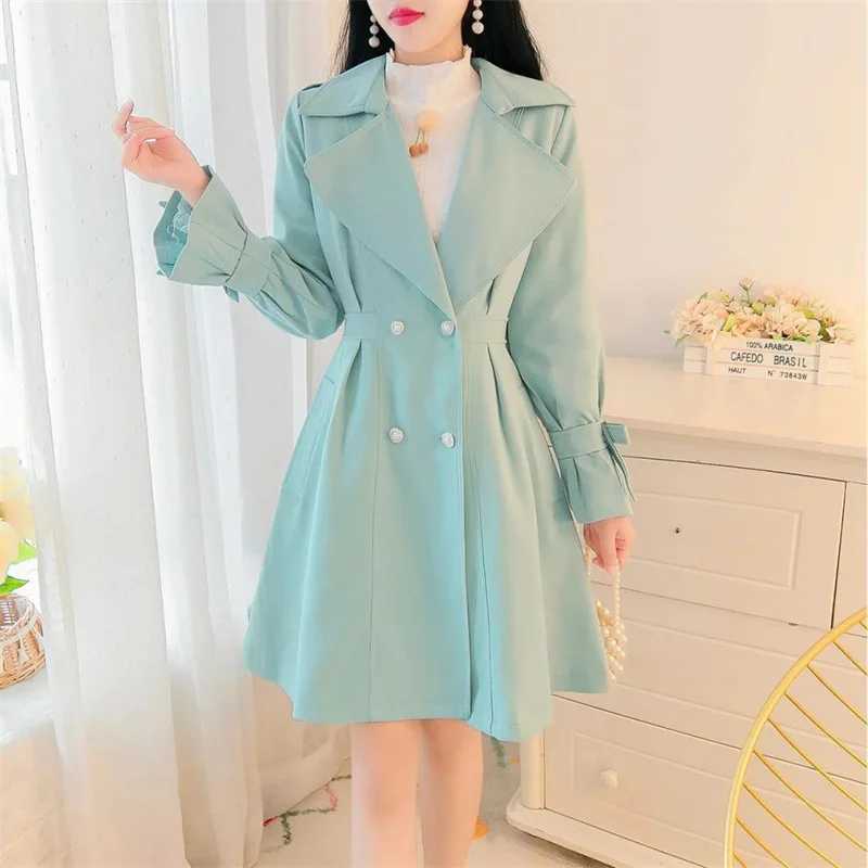 Medium long Women Jackets Korean Spring Autumn New 2024 Fashion Slim Long Sleeve Ladies Windbreaker Outerwear Female Coats TopX240921