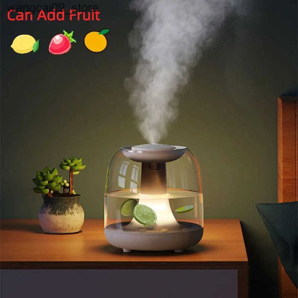 Humidifiers Can Add Fruit Air Humidifier Household Cute Ultrasonic Colorful Jellyfish Night Light USB Mini Humidifier Diffuser Transparent J
