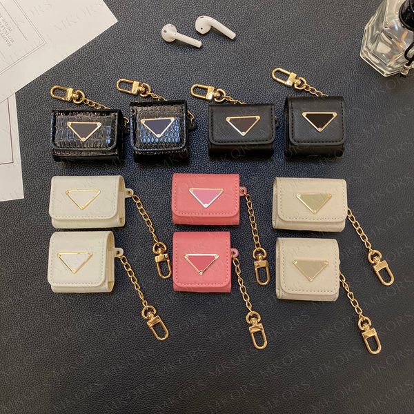 Top Designer Earphone Package for Airpods 1 2 3 Pro Pro2 Wireless Bluetooth Earbuds Charging House Storage Bag Classic Leather Texture Trian