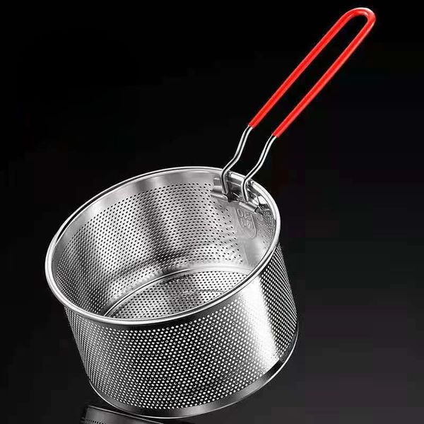 1214161820cm French Metal Basket with Handle Deep Fry Strainer Round Cooking Food Drain Colanders Kitchen Tools Accessories 241127