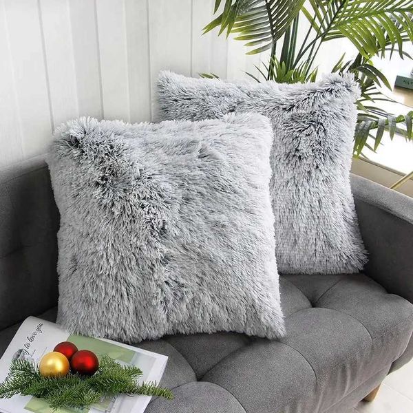 Luxury faux fur throw pillow cover ultra soft cushion cover sofa bed living room fluffy cushion cover 45x45 cm home decoration X241022
