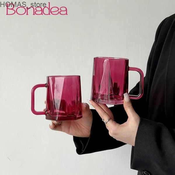 Wine Glasses Nordic style pink water glass with polygonal design featuring juice glass whiskey glass milk glass beer glass and household bev