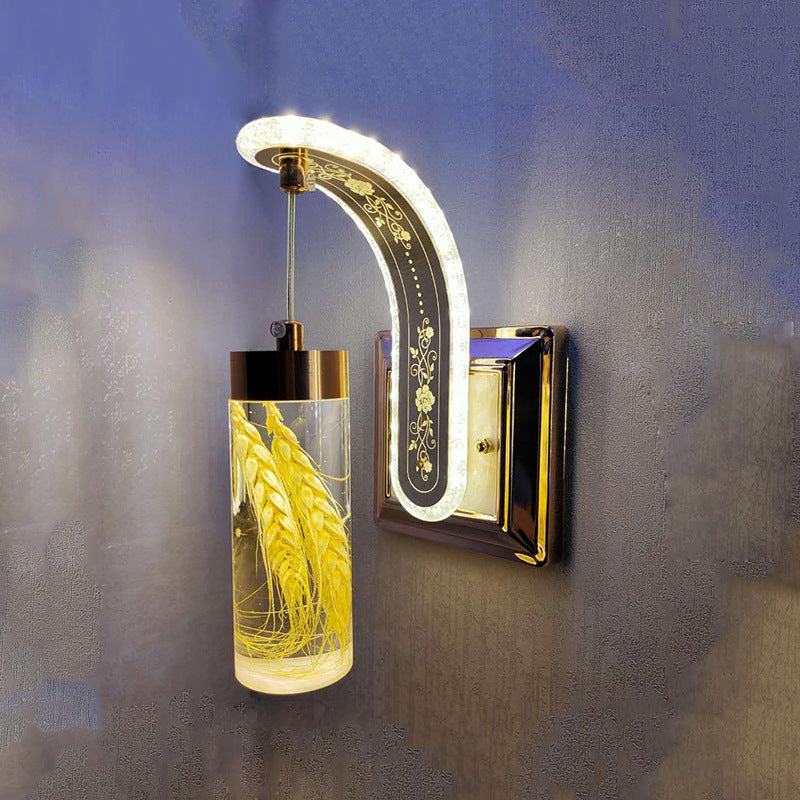 Real Dried Flower Acrylic Wall Lamp - Square Base Design Indoor Decorative Lighting for Bedroom Entryway Corridor Customizable flowers-111 FX