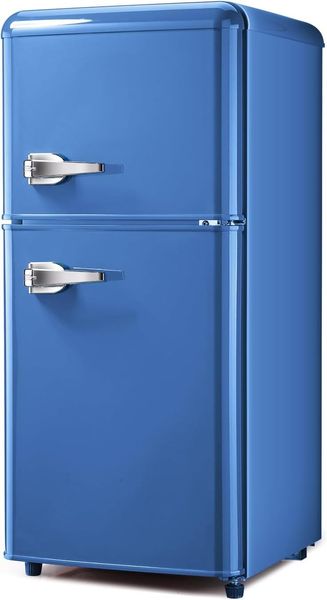 Retro With Freezer 3.2 Cu. Ft Mini Refrigerator, Classic Designed Small Fridge With Separate Freezer(Blue)