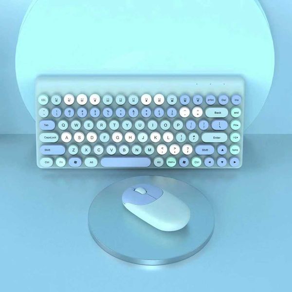 Keyboard Mouse Combos Wireless Keyboard Mouse Kit Colorful Mechanical Keyboard Set Multimedia Function Keys Plug and Play Desktop Computer A