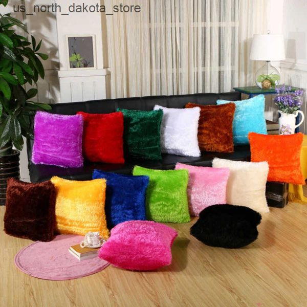 Cushion-Decorative Pillow Cushion Cover Plush Velvet Fur Fluffy Sofa Soft Cushion Cover Throw Case Nordic Home Decoration Cover 41*41cm J241