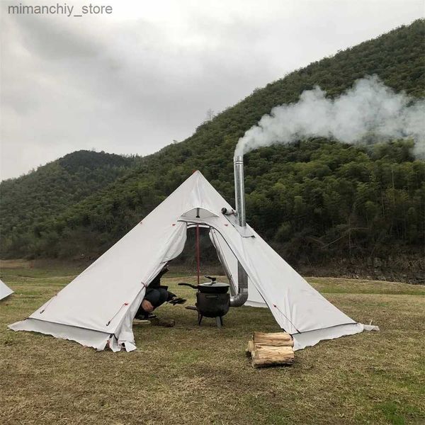 Tents and Shelters New 2-3 Person Pyramid Tent Shelter Ultralight Outdoor Camping Teepee With Snow Skirt With Chimney Ho Hiking Backpacking