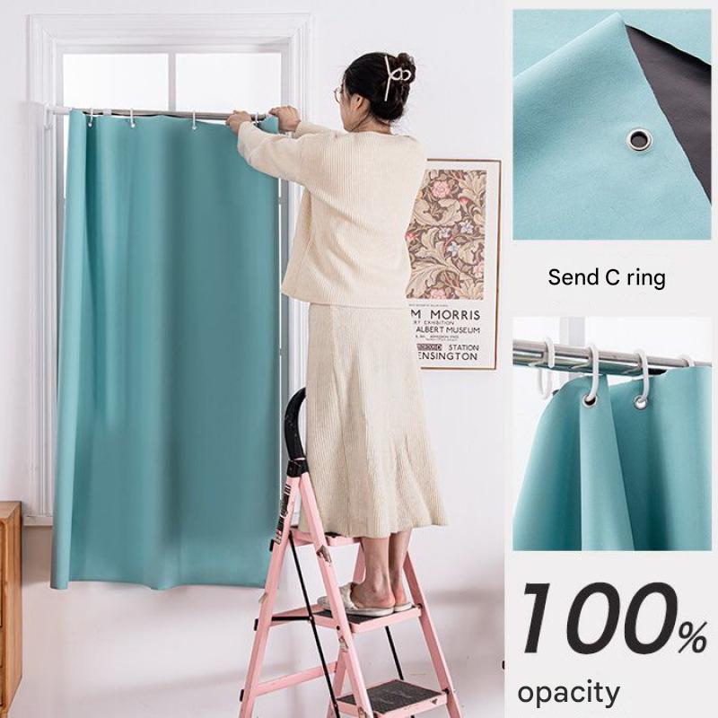 B316 punch-free full blackout small curtain sunshade cloth new bedroom shade curtain rental room heat insulation and sound insulation