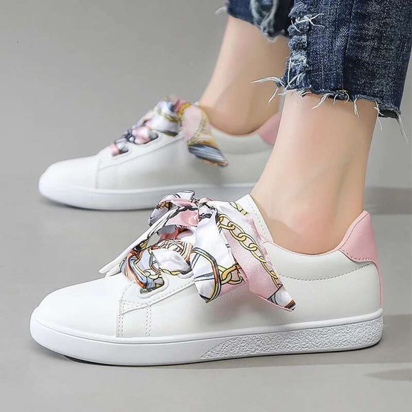 Women Sneakers Fashion Ribbon Lace-Up Casual Flats Tennis Sports Skate Student Trainers Daily Walking Running Shoes