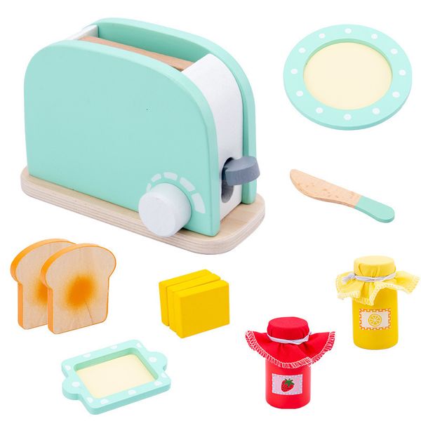 Kitchens Play Food Wooden Toys Kitchen Pretend House Toy Simulation Toaster Machine Coffee Mixer Kids Early Education Gift 221123