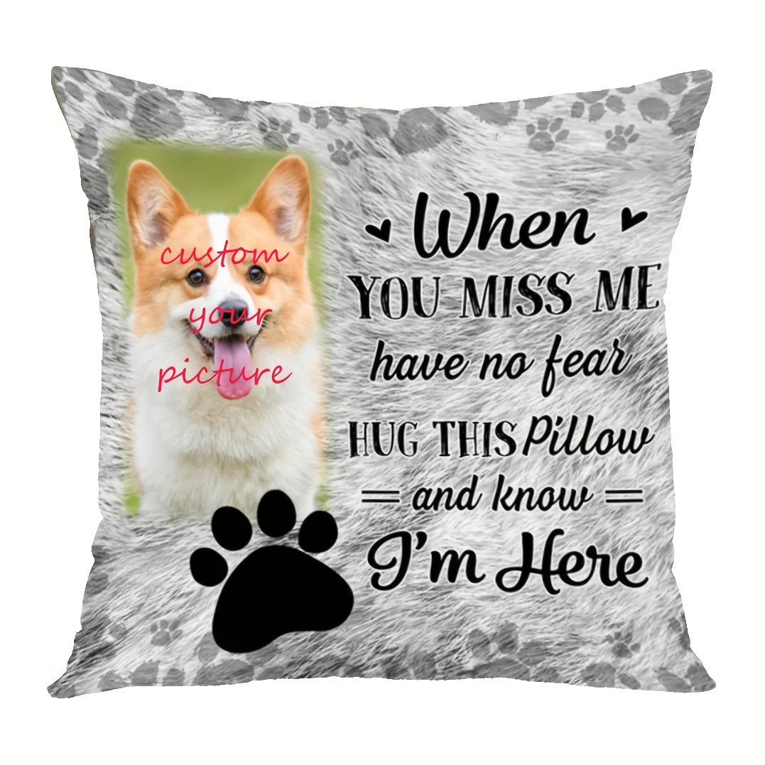 TEMU 1pc ( Customized) Single-sided Printing Super Soft Short Plush Throw Pillow 18x18 Inch Dog- Cat Photo- For Me Mom Personalized Memorial