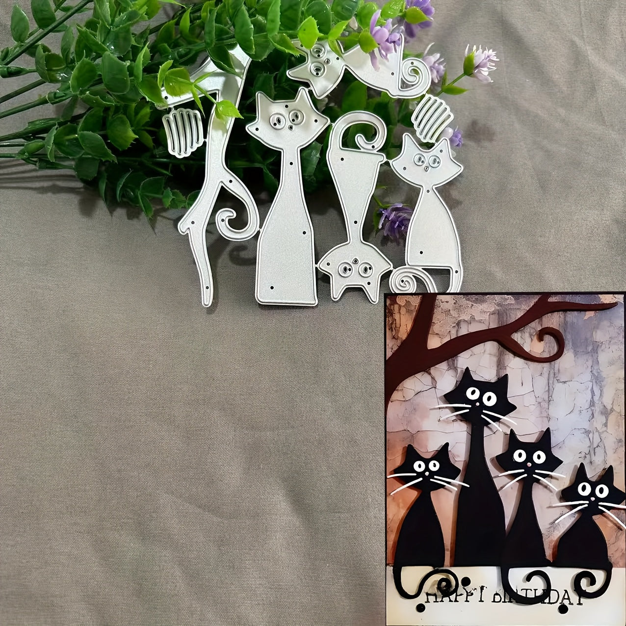 TEMU 1pc Cats Metal Cutting Dies, Diy Scrapbooking Embossing Stencil, Handmade Greeting Card Decoration Die Cutting Tool, Gift Card Making