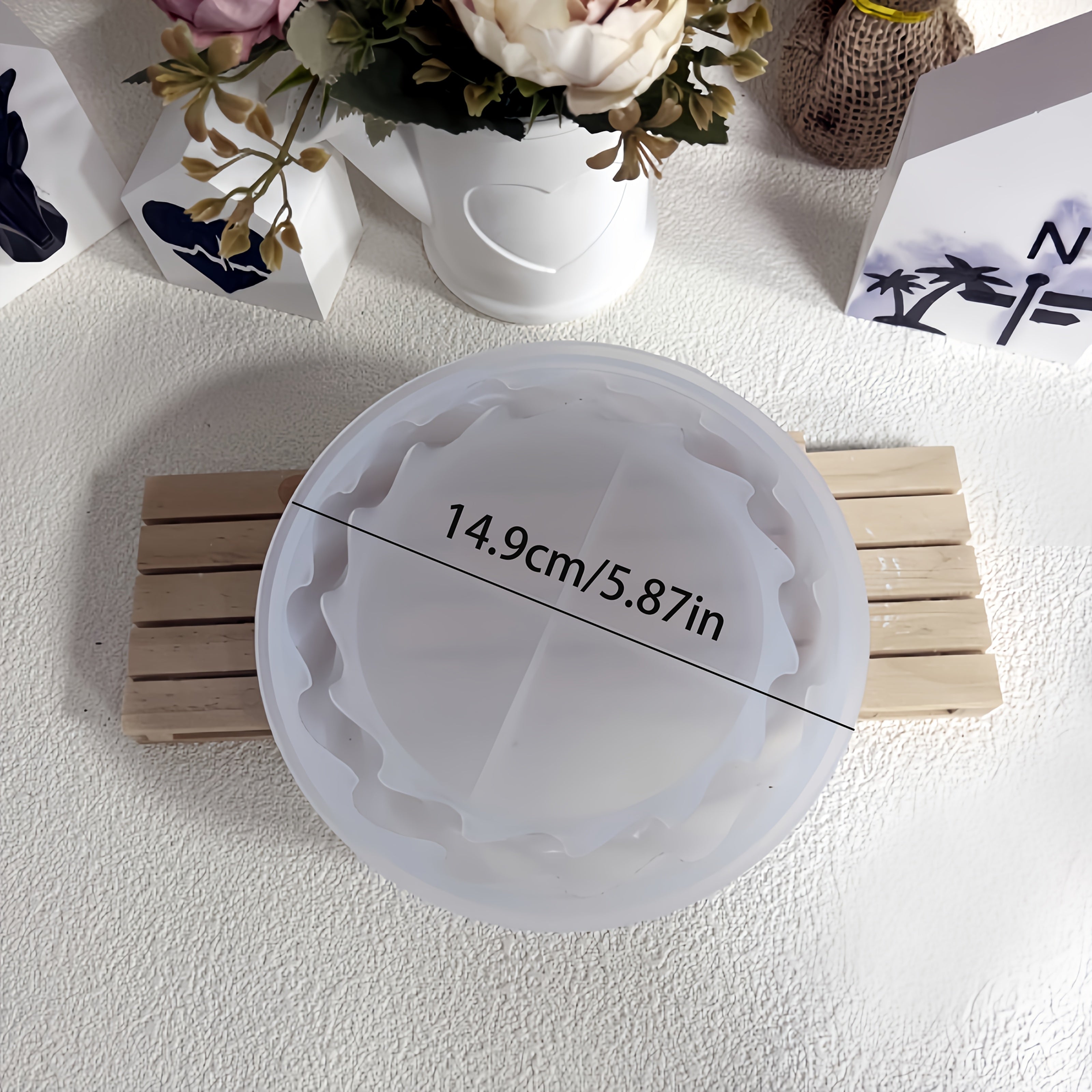 TEMU Twine Round Silicone Mold - Irregular Cylindrical Jewelry Tray For Diy Plaster , Candle & Fruit Holder, Decorative Storage Organizer With