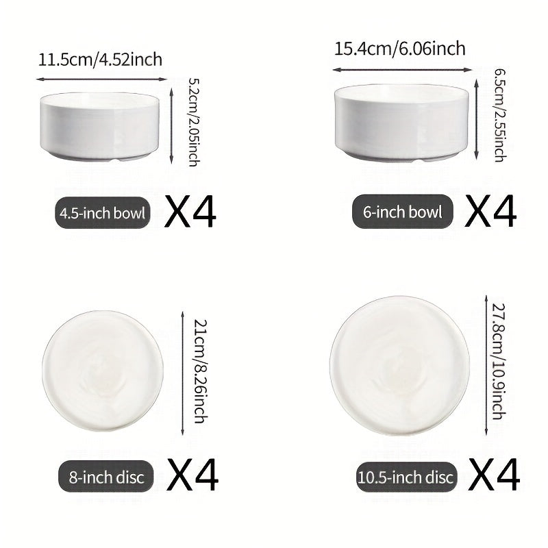 TEMU 16-24pcs White Ceramic Dinnerware Set, Microwave And Dishwasher Safe, Elegant Tableware Gift For Family , Father's Day, , Grandparents,