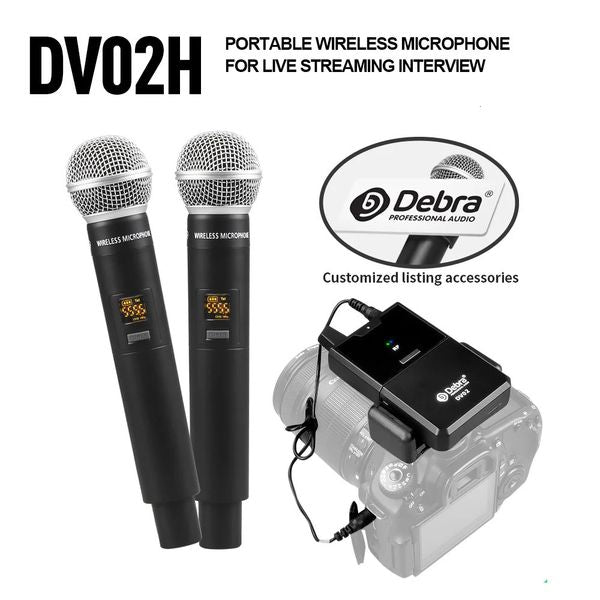 Microphones DV01 02H UHF Wireless Handheld Mic Multi frequency Optional Support Custom Content Card For Interview Live Broadcast VLOG 231117