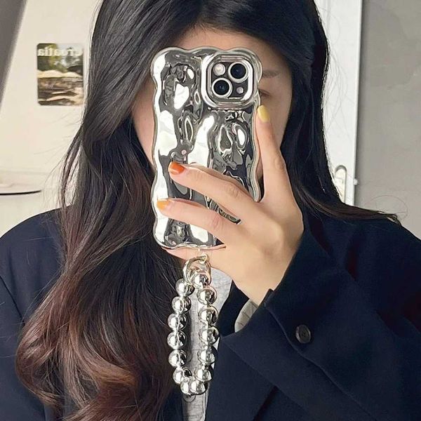 New Arrival Deluxe electroplated 3D meteor pattern case suitable for iPhone 16 15 14 13 12 Pro silver shock-absorbing cover circular bead br