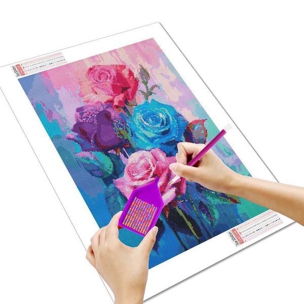 DIY 5D Painting Flowers In Vase Fl Embroidery Rose Craft Wall Decoration 30x40cm Figure Paint by number Paint by numbers xT250117