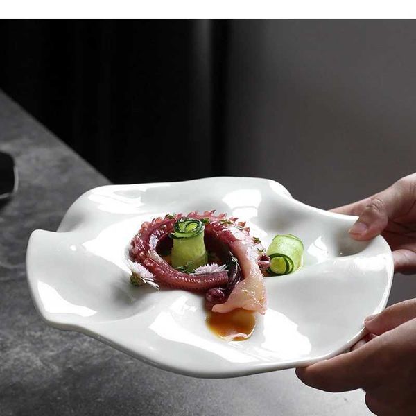 Special-shaped Ceramic Dinner Plate Hotel Restaurant Dessert Cake Tray Fruit Salad Household Kitchen UtensilsC241213