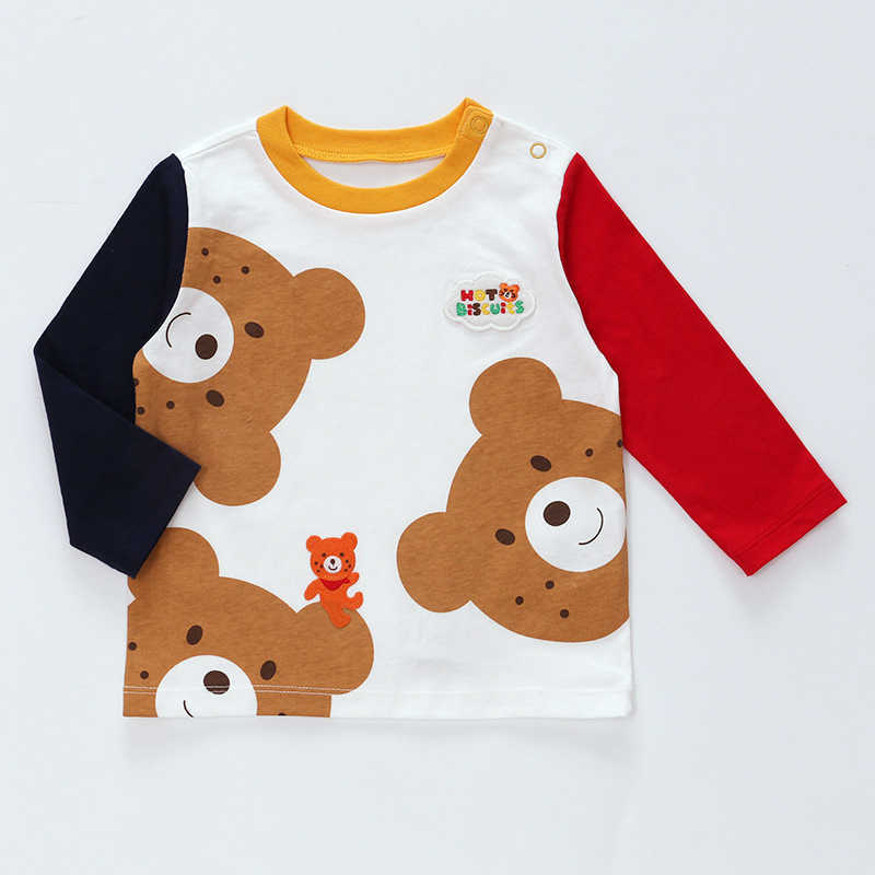 Autumn new style children&#039;s clothing: Long-sleeved T-shirt with embroidered and printed cartoon bear and rabbit patterns for boys and girls as