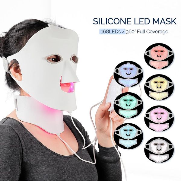 7 color facial skin beauty led red light therapy mask soft flexible silicone led mask face and neck