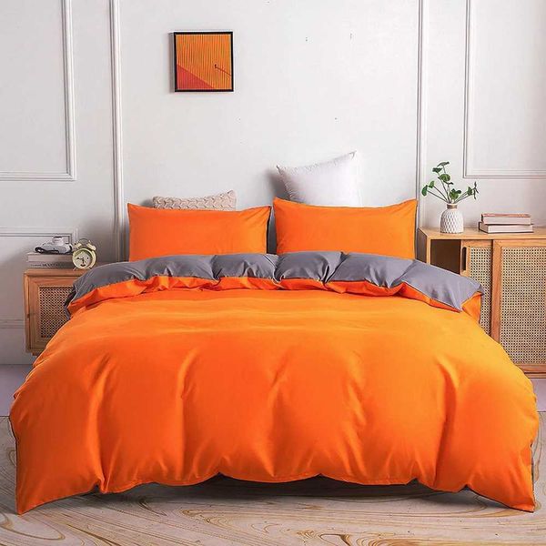 Winter Summer Orange Grey Bedding SetDouble Solid SideDuvet Cover+case (Excluding Filler) Bed SetQueen Full King2-3pc X250203