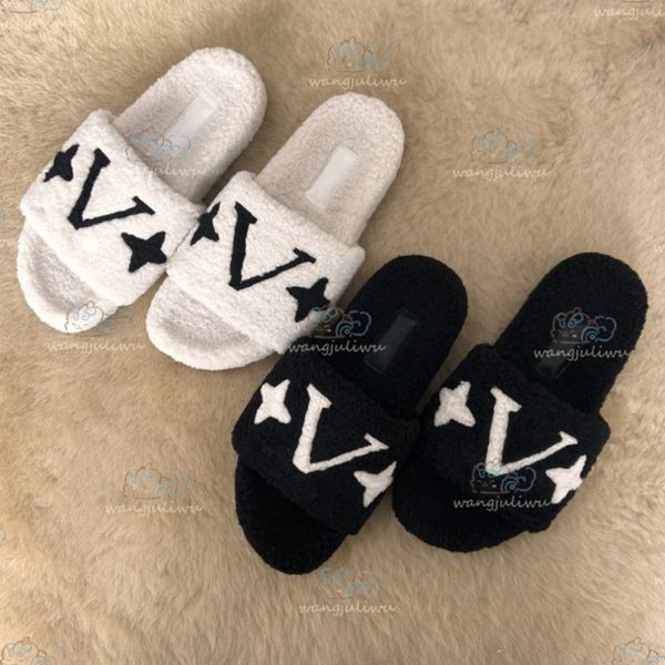 wool fur slippers womens sandals ladies famous designer fluffy fuzzy slippers winter indoor office casual shoes flat mule rubber flip flops