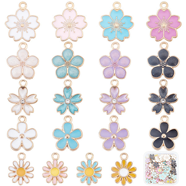 80 Stück 20 Stile hellgoldene Emaille-Charms und Anhänger