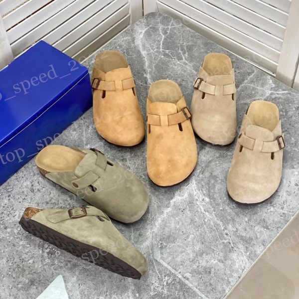 Hot Luxury Designer Clogs Sandals Slippers Men Women Cork Flat Soft Suede Leather Outdoor Platform Slipper Top Quality Flip Flops Women Sand