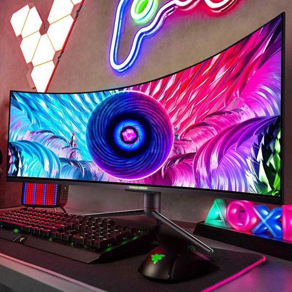Monitors TITAN ARMY 49 inch curved 144Hz Type-C65W HDR 32 9 dual display with fish screen HVA esports game office 4K computer monitor Y24062