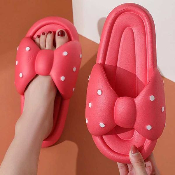 Slipper Wan Slipper Fem Bow Tie Cute Cloud Sandals Summer Soft Flip Flop Beach Slides He House Shoe Funny Outdoor Ladies Ribb Z241107