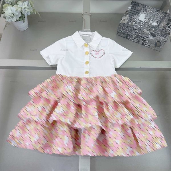 Luxury Girls dress summer POLO shirt design princess dress Short-sleeved baby skirt kids designer clothes Cake design baby dress