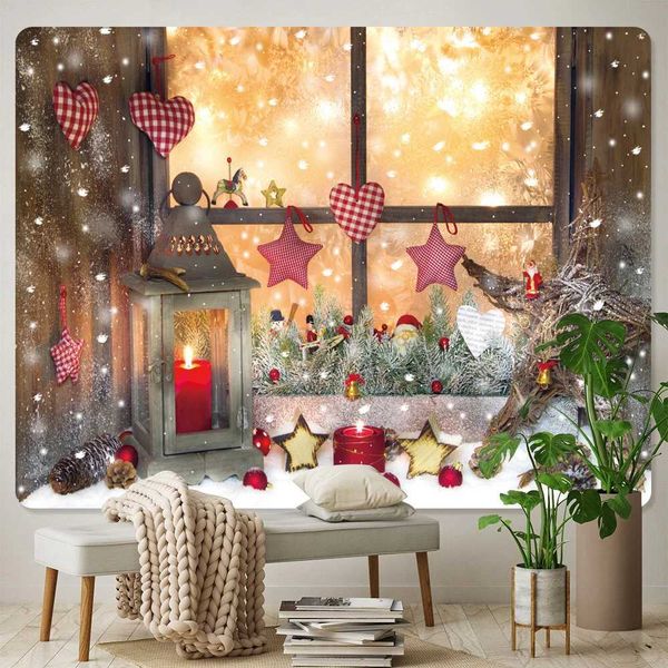 Tapestries Christmas wood grain wall home decoration art tapestry psychedelic scene hippie bohemian decoration bedroom wall tapestry J241113