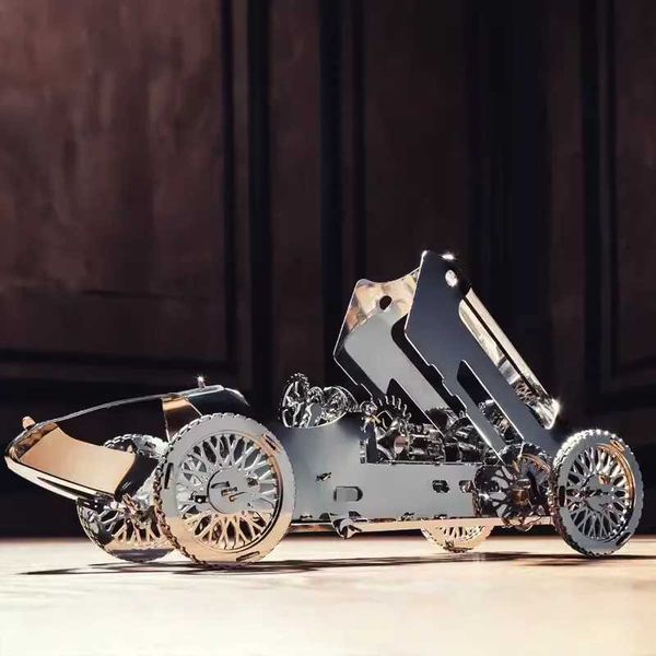 High difficulty clock power transmission silver bullet sports car 3D metal DIY component X241122