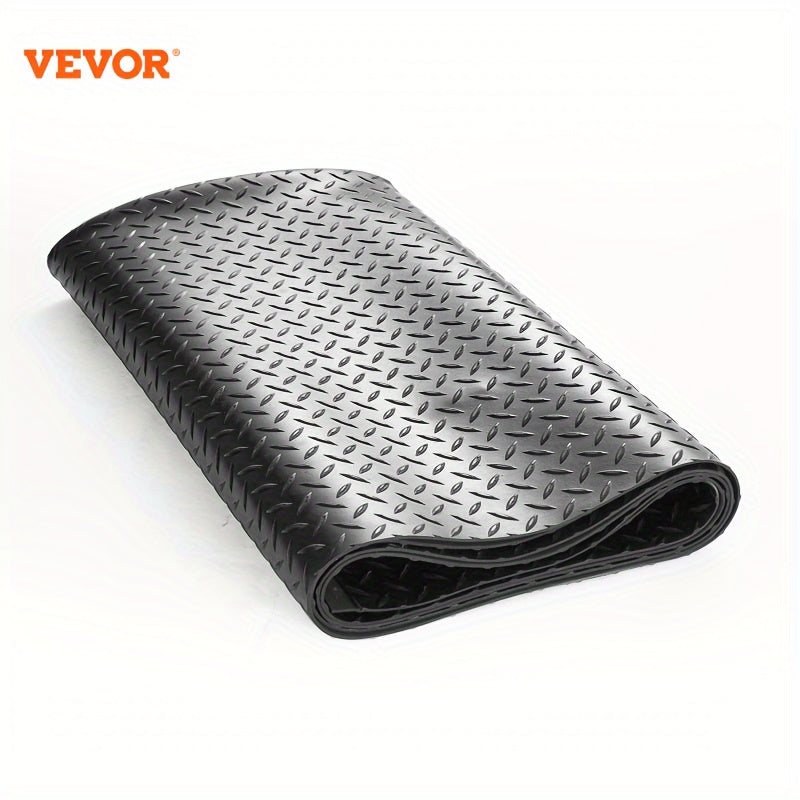 TEMU Vevor Diamond-plate Rubber Flooring Roll, 3 Mm X 4 Ft X 15 Ft Garage Floor Mat, Sbr Rubber Garage Flooring Roll, Easy To Clean, Diamond Plate