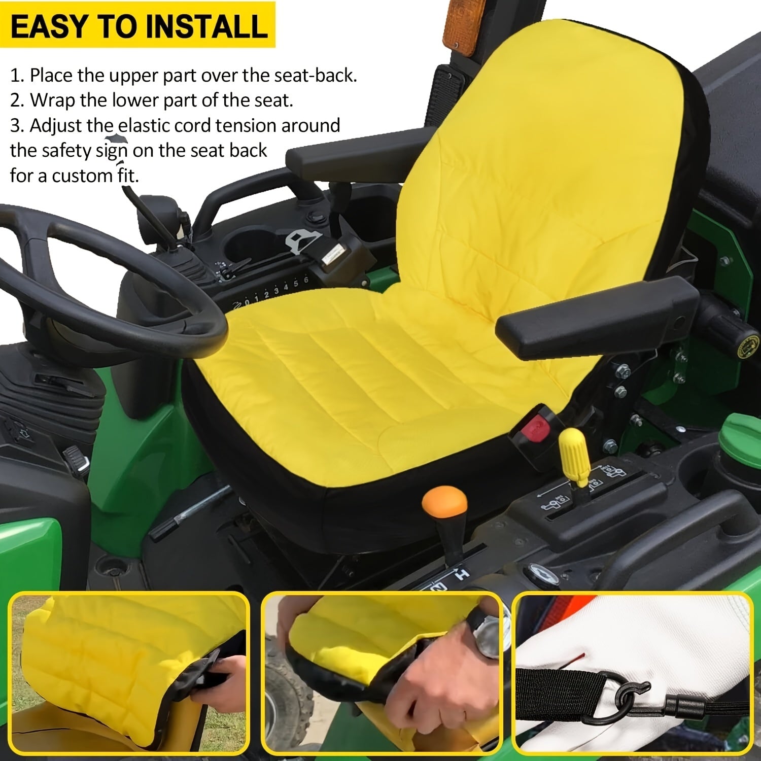TEMU 1pc Durable Lawn Mower Seat Cover, Compatible With Lp68694 & 1025r & 2025r, Universal Fit For Riding Mowers And , Weather-resistant Oxford 300d