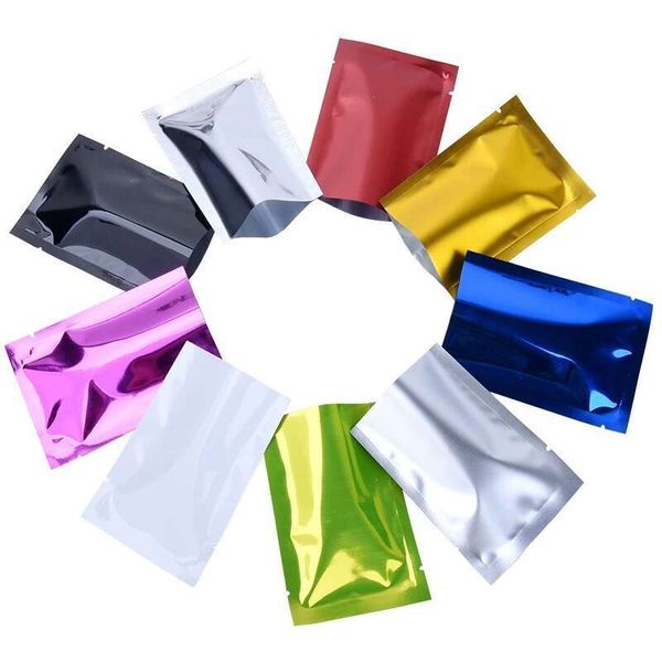 100Pcs Top Open Blank Glossy Food Storage Packaging 3 Sides Sealed Aluminum Foil Mylar Bag For Christmas Candy Cookie