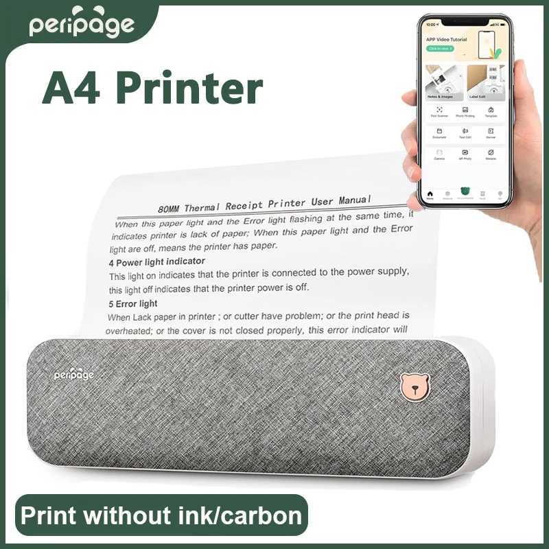 Printers PeriPage A40 thermal printer wireless Bluetooth printer portable mini thermal printer A4 paper photo printer Y240617DBWE