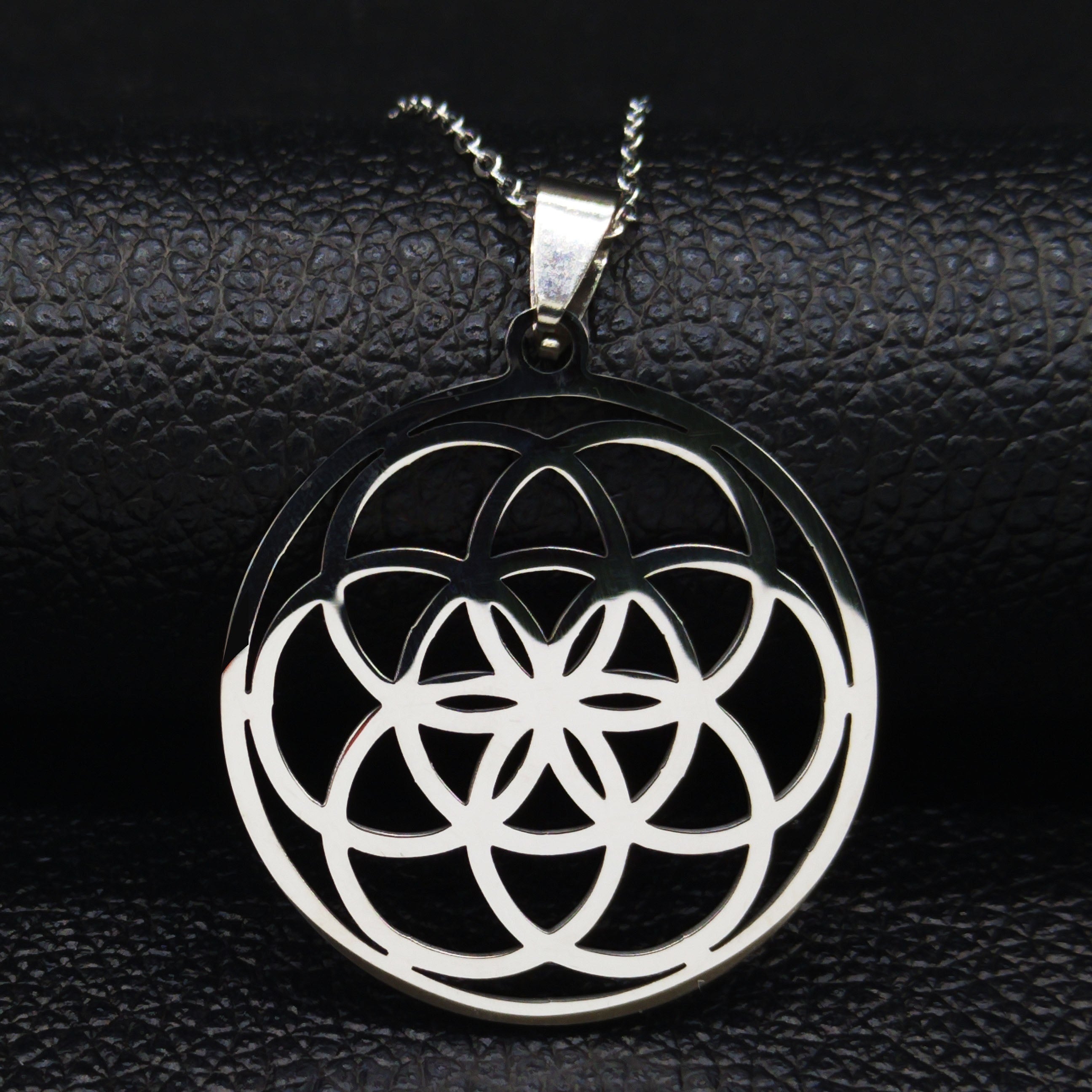 TEMU Flower Of Life Stainless Steel Mandala Necklace - 18k Golden Plated Jewelry With Pendant, Spiritual Yoga Symbol For Meditation, Chakra & Daily