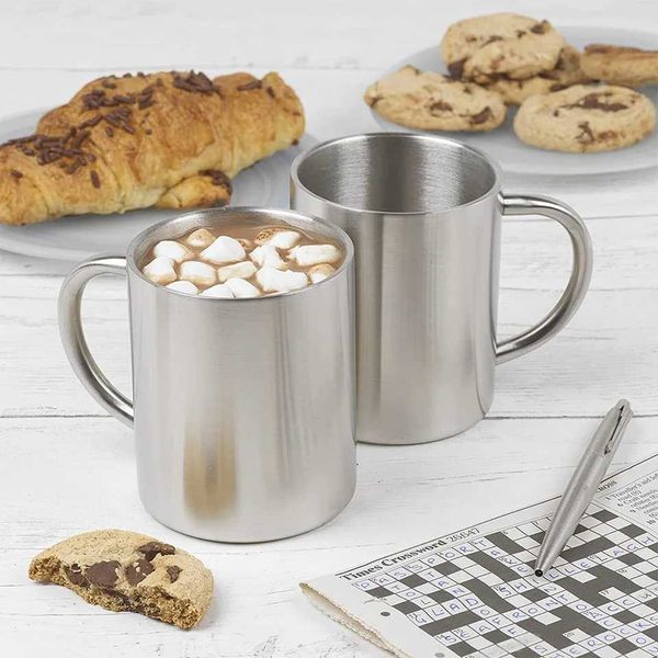 1pcs 210-301-400ML Coffee Mug 304 Stainless Steel Coffee Wine Beer Tea Juice Mug Water Cups With Handle Y240813